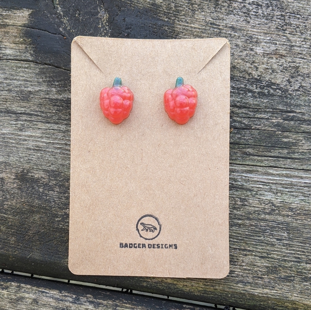 Handcrafted Raspberry Earrings